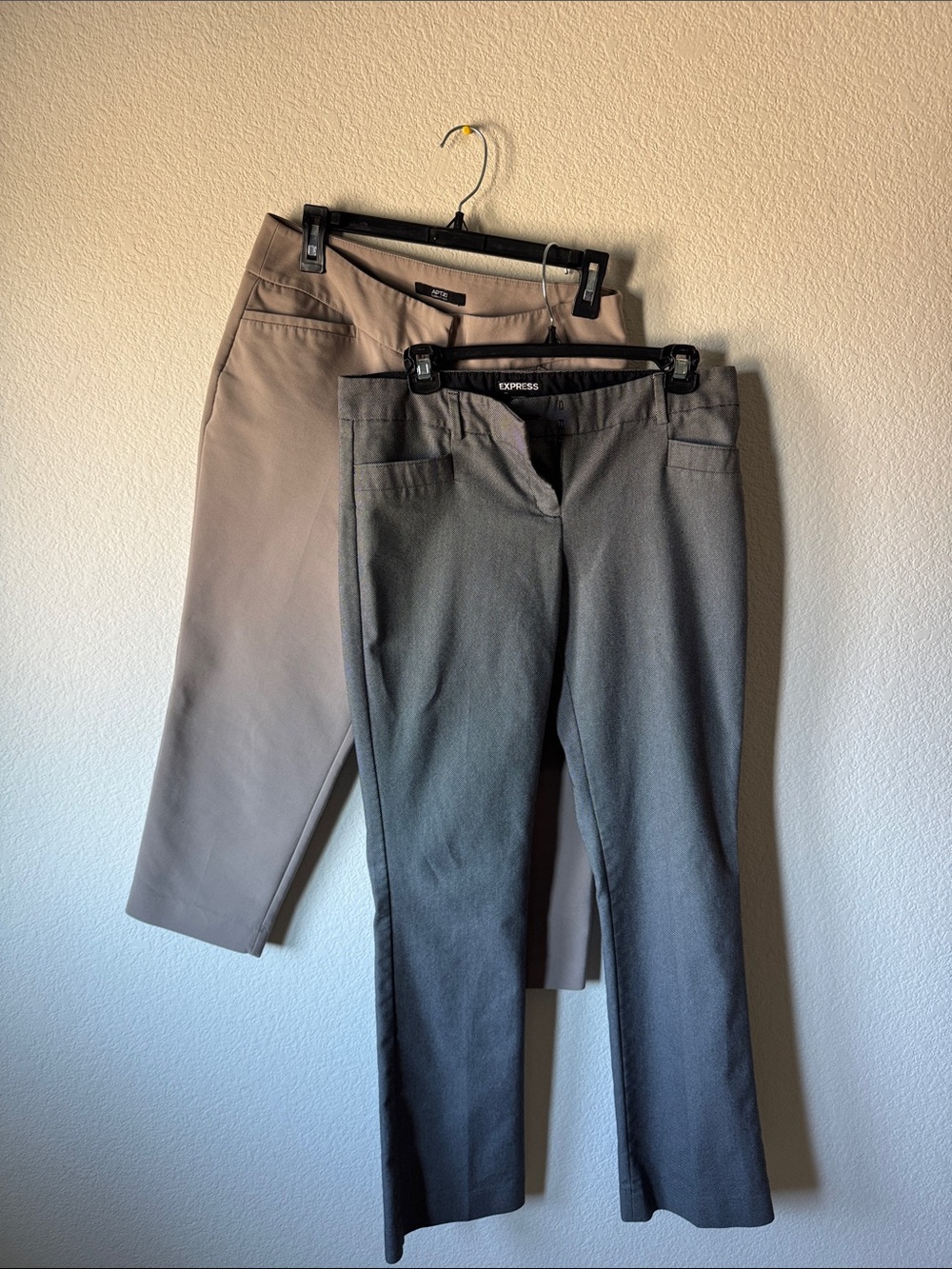 Express Women's Dress Pants in Gray and Taupe /Trousers and ADT9 capris beige